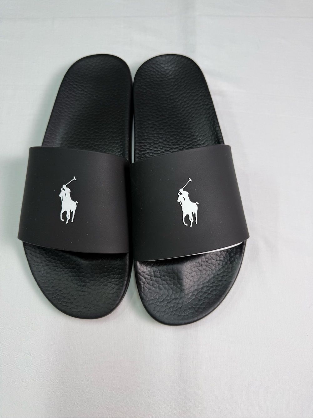 Polo Ralph Lauren Black with WHITE BIG PONY Slide Sandals - size 15